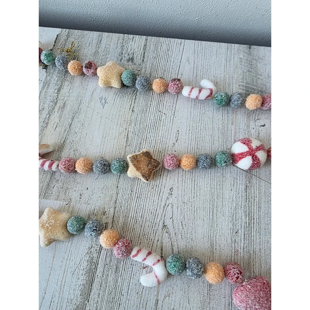Vintage sugared candy Garland hearts candy cane striped pastel Xmas tree unique